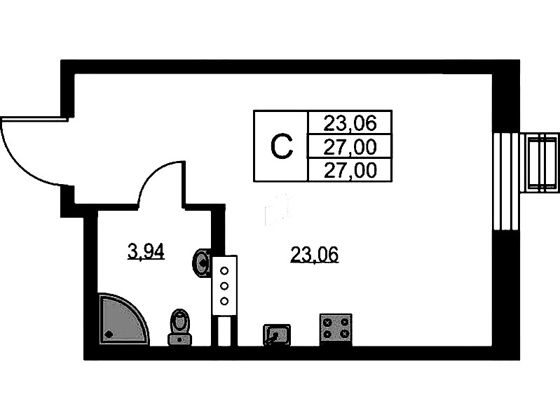Квартира студия 27.1 м², 5/10 эт., ЖК «VEREN NEXT Шуваловский»